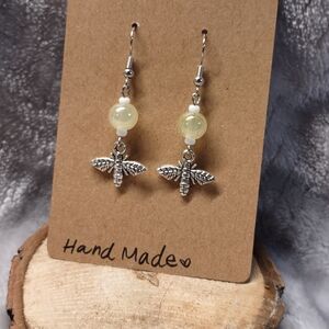 Handmade Yellow Bead Bee Earrings
